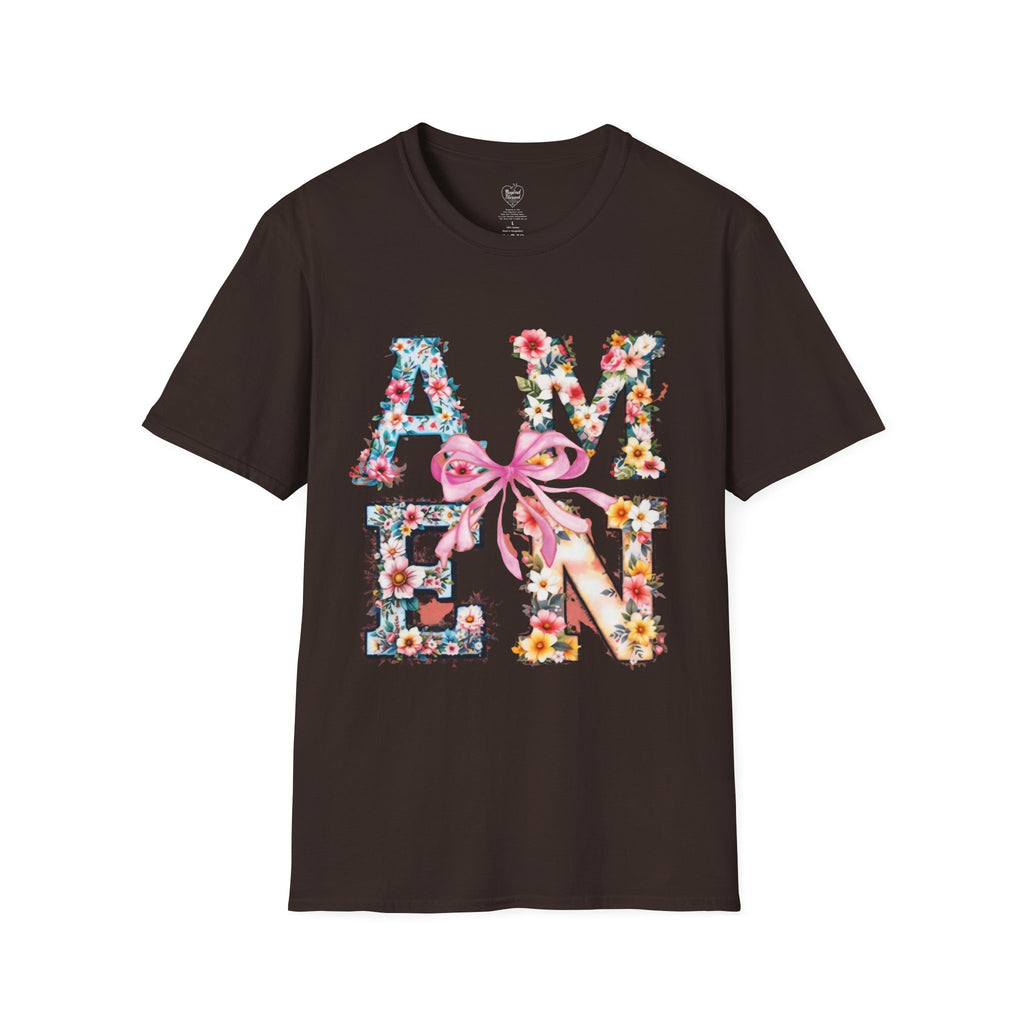 Amen Patchwork Flower Jesus T-Shirt Dark Chocolate