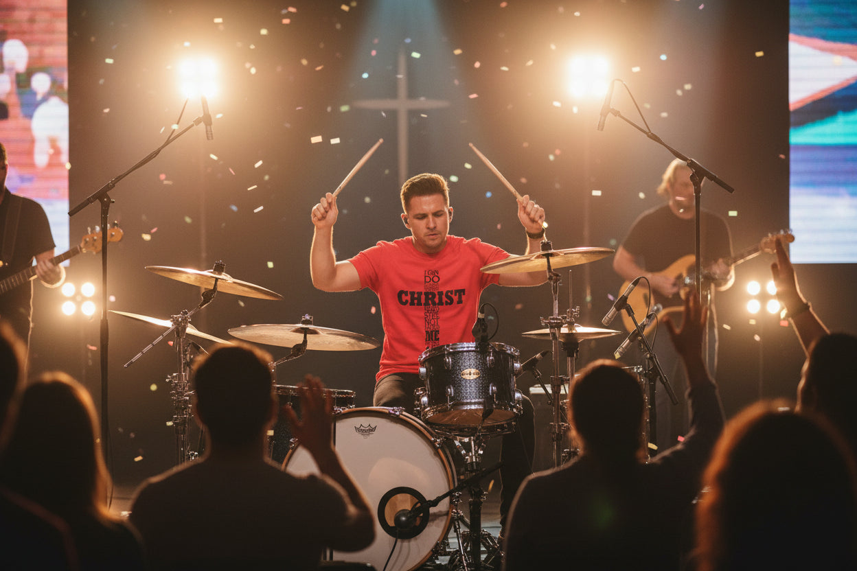 Cross Christian T‑Shirt – I Can Do All Things Through Christ Tee Red