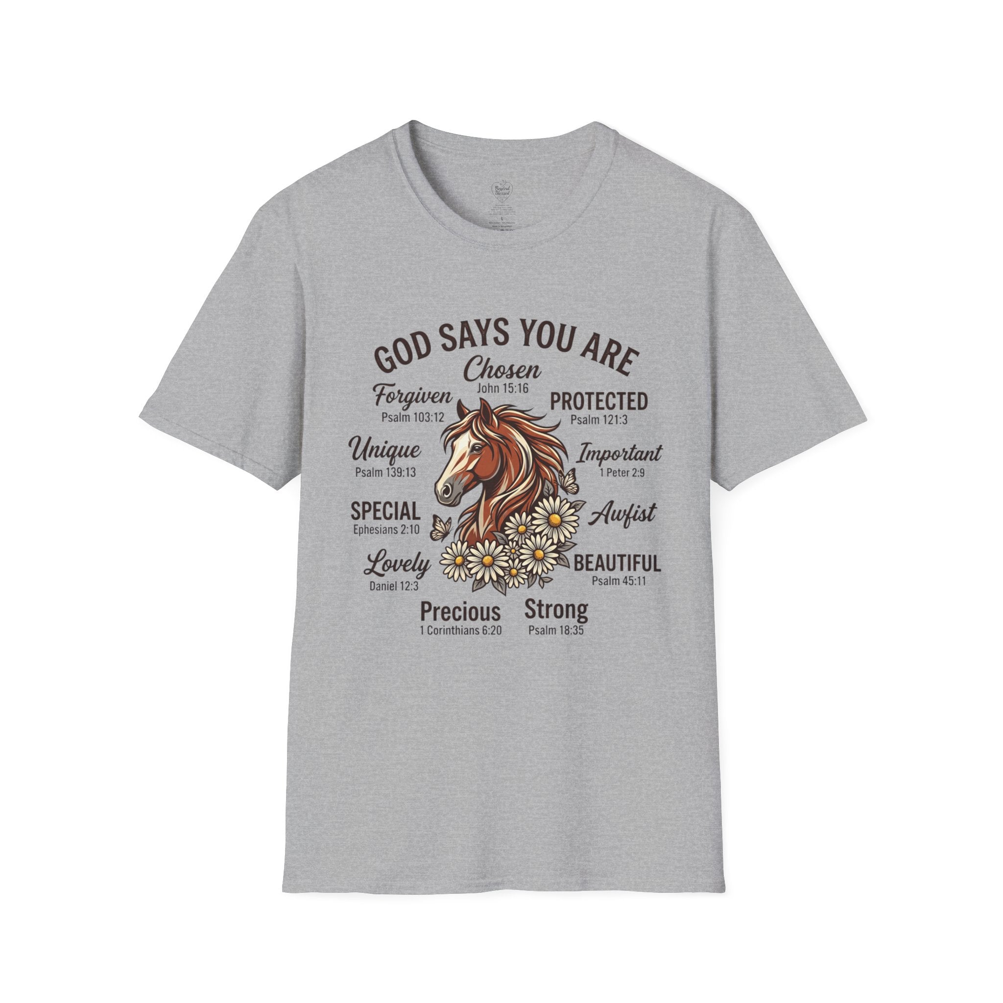 Christian T-Shirt — "God Says You Are" Inspirational Faith Tee Sport Grey