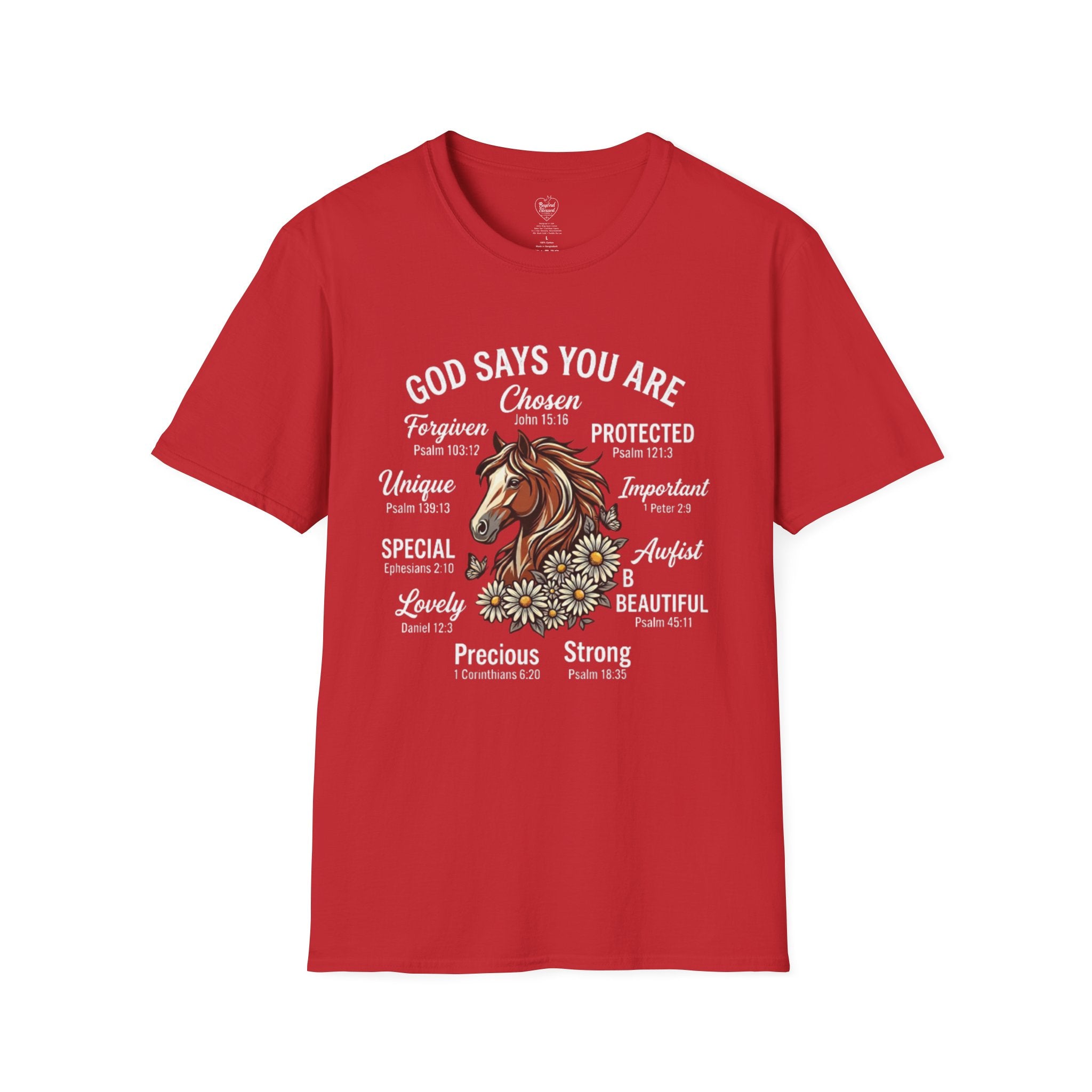 Christian T-Shirt — "God Says You Are" Inspirational Faith Tee Red