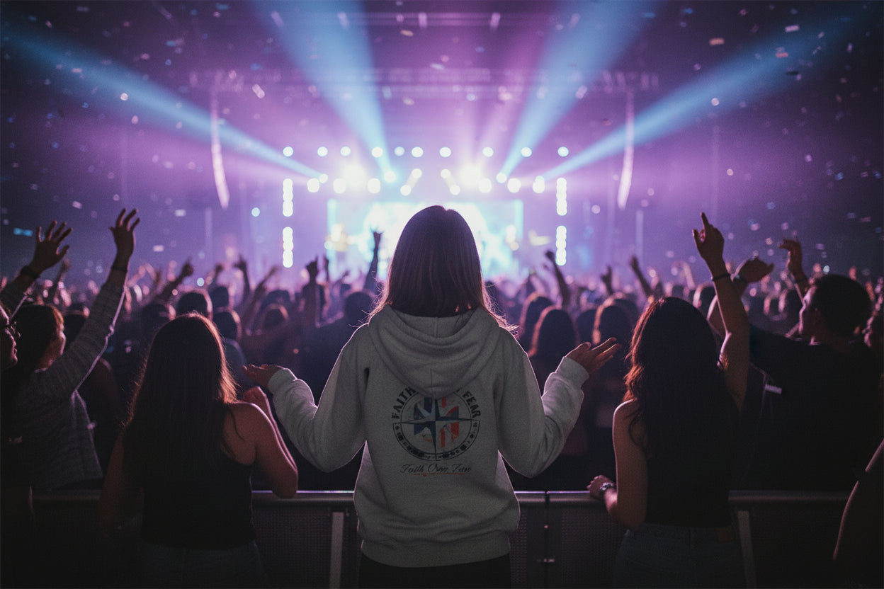 Faith Over Fear Hoodie Tee — Christian Cross Long Sleeve Hoodie Tee