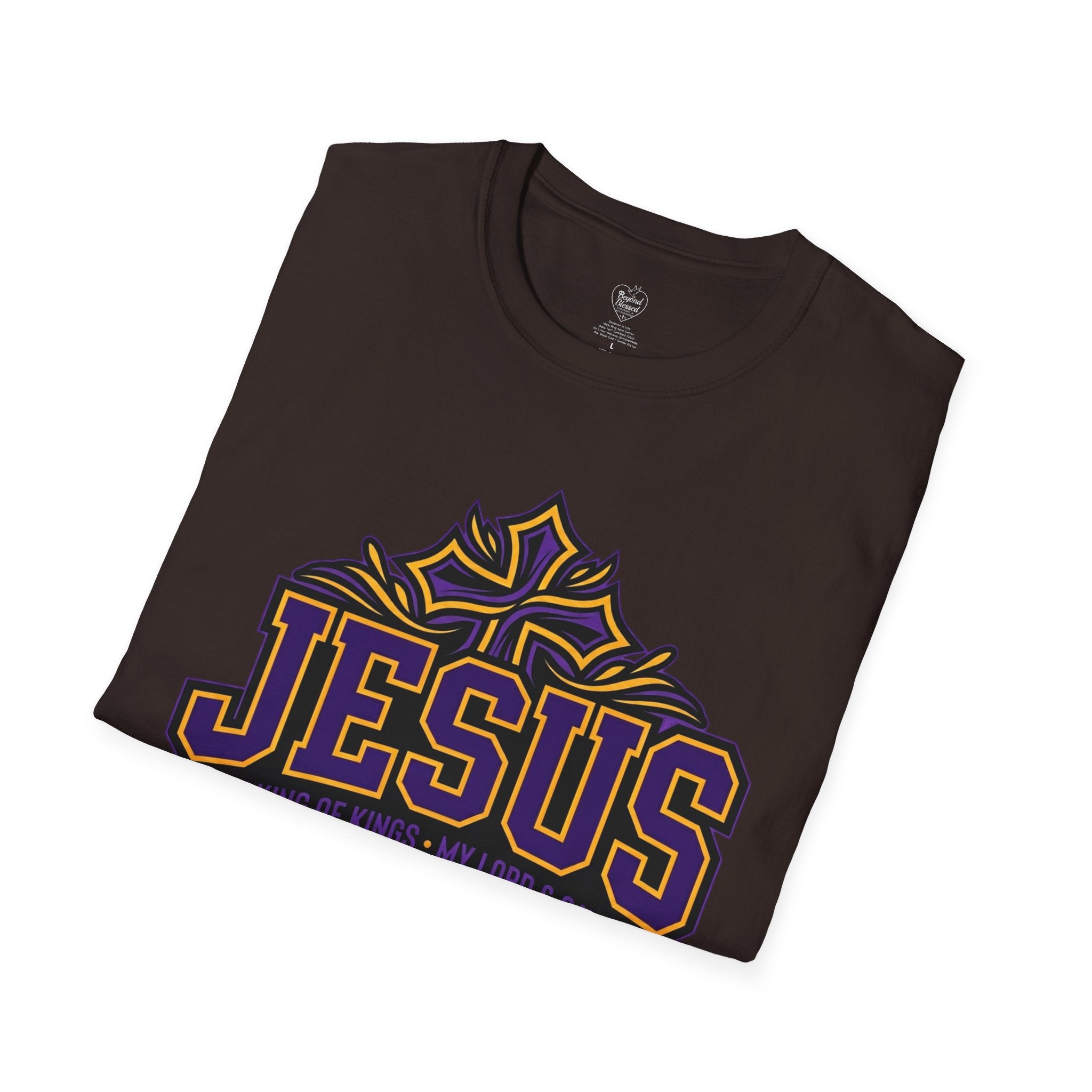 Jesus Christian T-Shirt — Purple & Gold Faith Tee