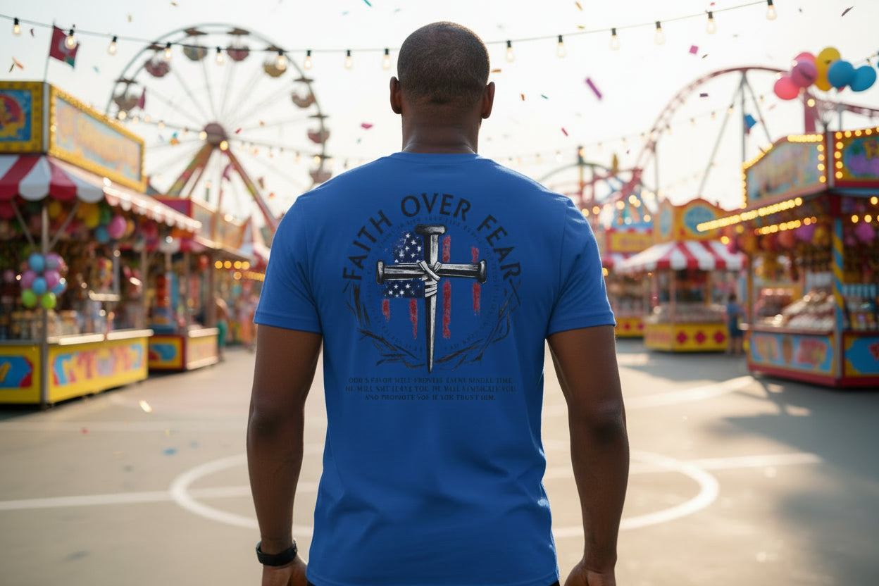 Faith Over Fear Christian T-Shirt with Cross