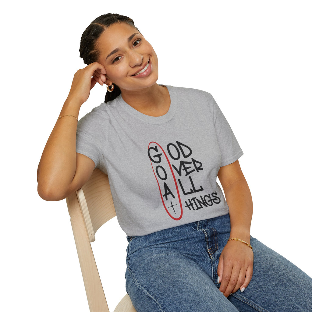 God Over All Things Christian T-Shirt — Goat Design 3