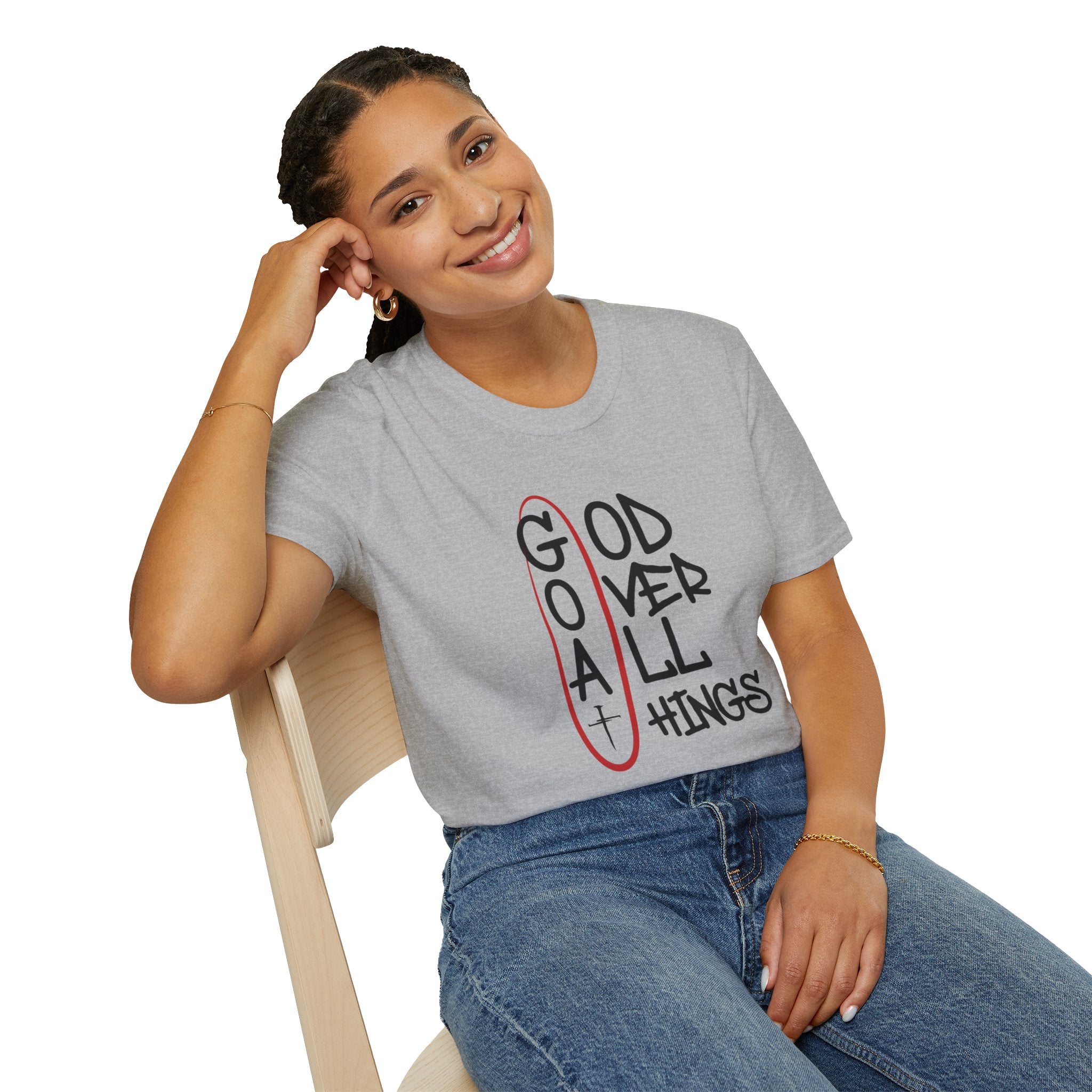 God Over All Things Christian T-Shirt — Goat Design 3