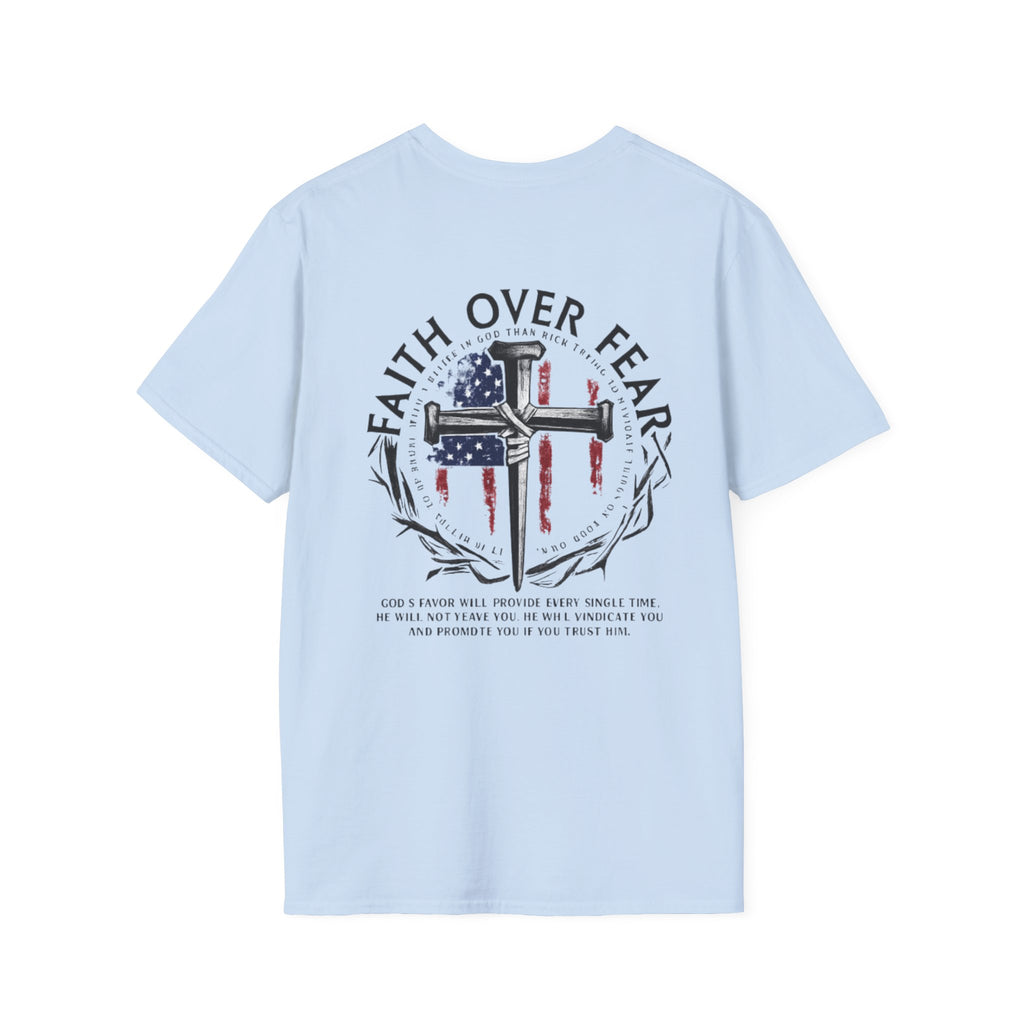 Faith Over Fear Christian T-Shirt with Cross