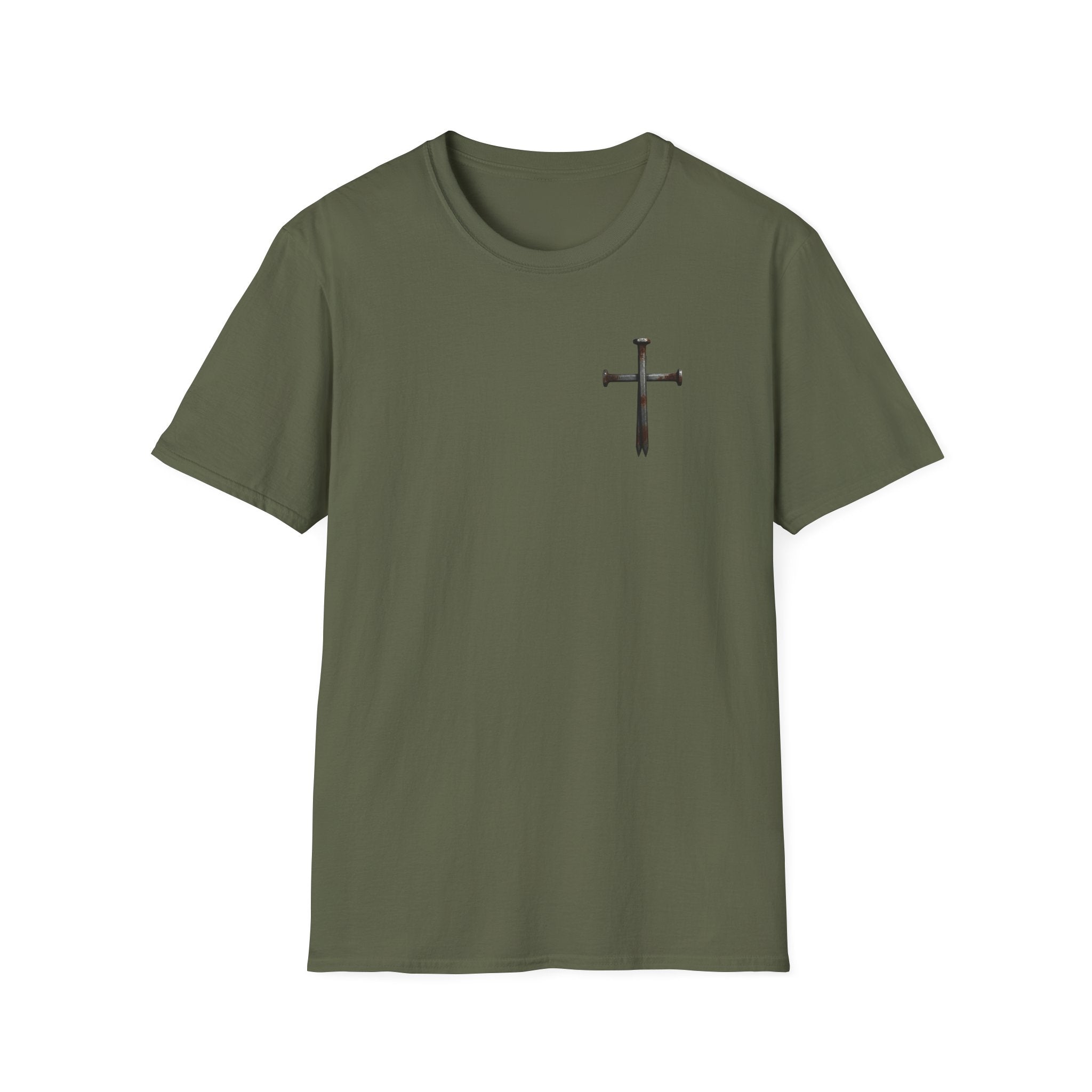 Faith Over Fear Christian T-Shirt with Cross Military Green