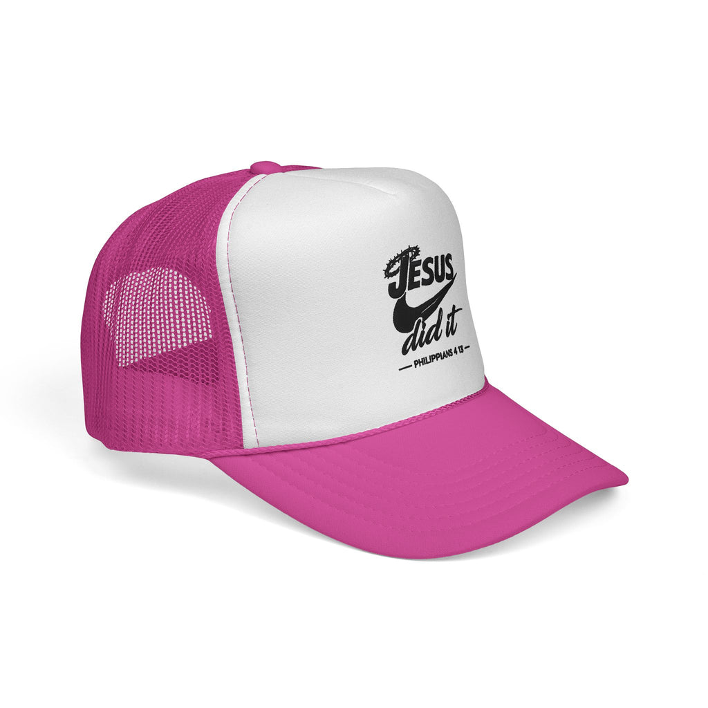 Jesus Did It Embroidered Trucker Cap — Christian Snapback Hat