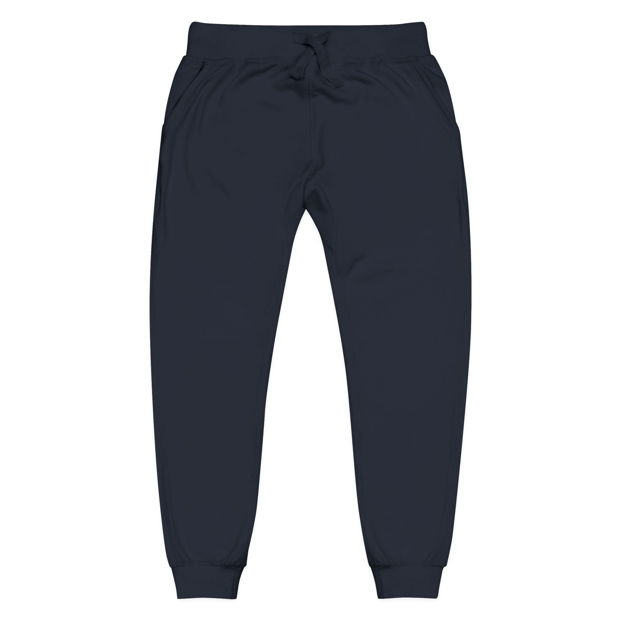 Embroidered Cross Sweatpants — Unisex Fleece Joggers Navy Blazer