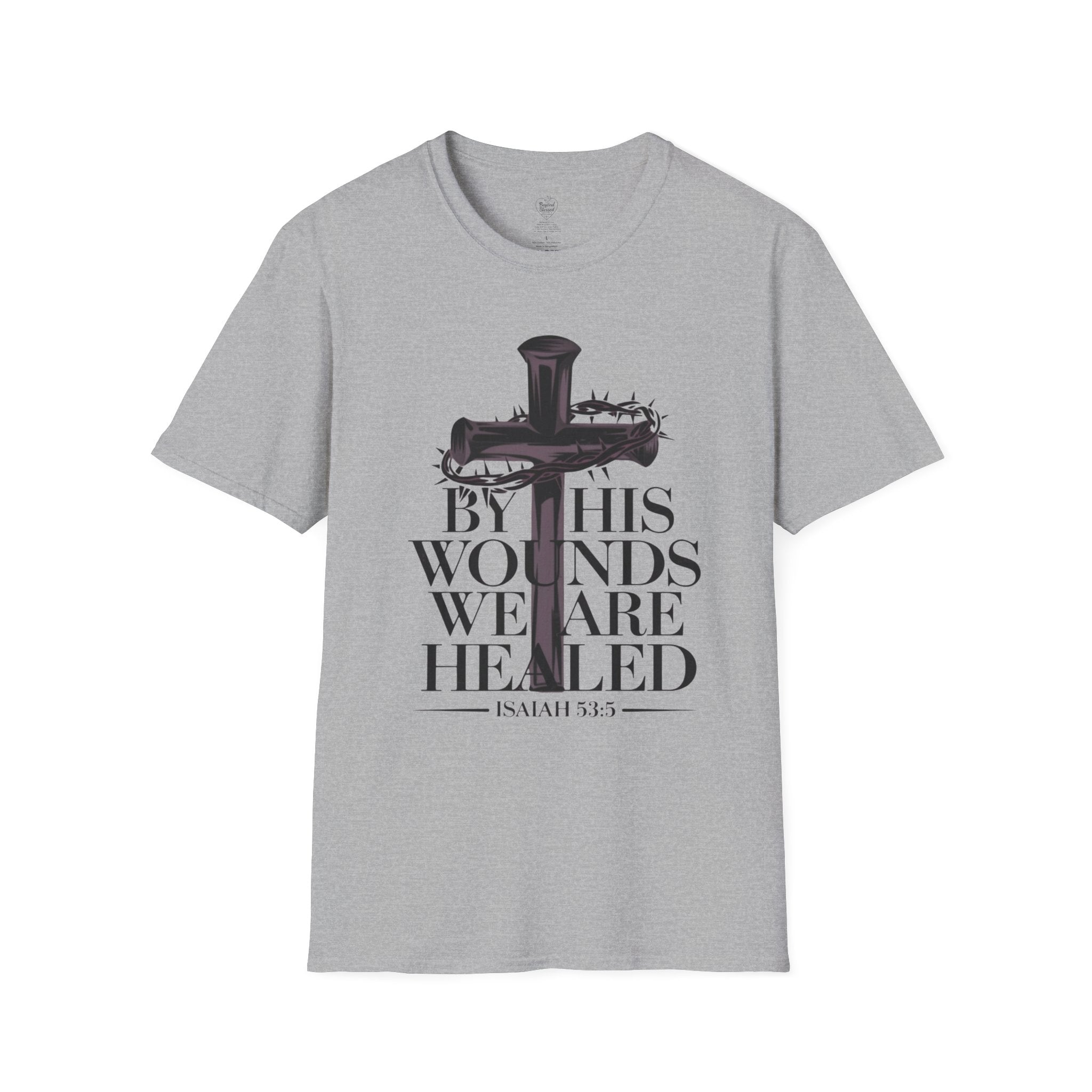 Isaiah 'By His Wounds We Are Healed' Cross T-Shirt Sport Grey