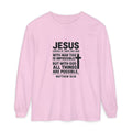 Christian Long Sleeve T-Shirt — "With God All Things Are Possible" (Matthew 19:26) Blossom