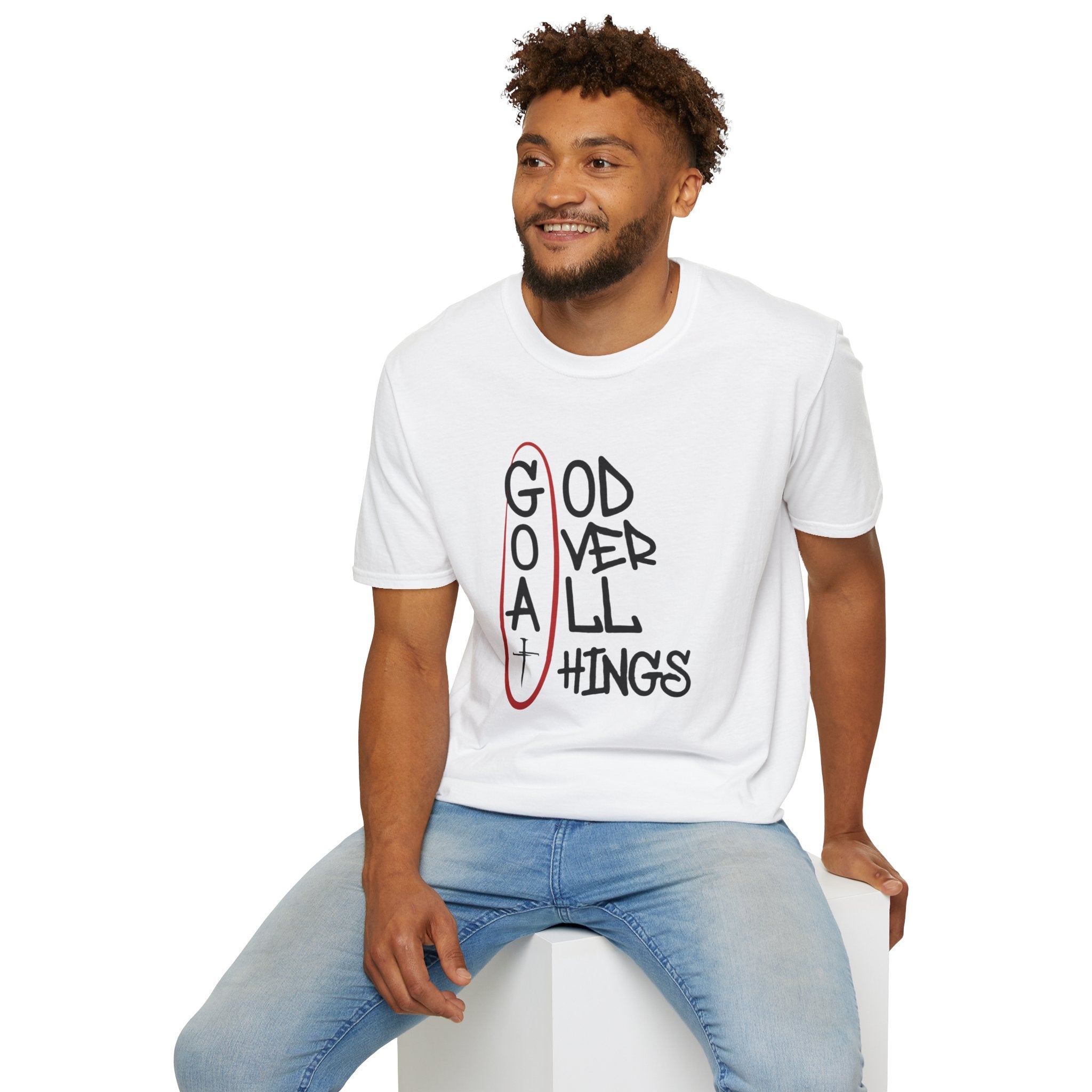 God Over All Things Christian T-Shirt — Goat Design 3