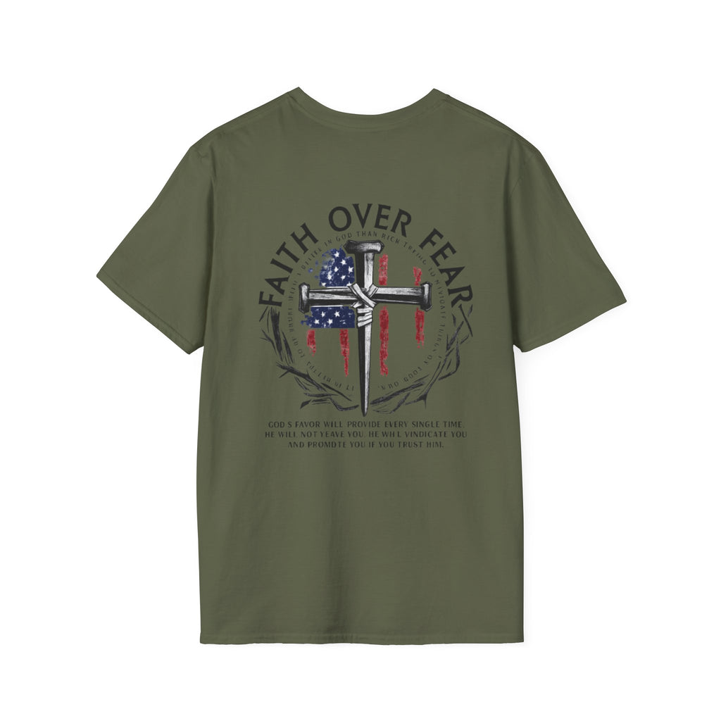Faith Over Fear Christian T-Shirt with Cross