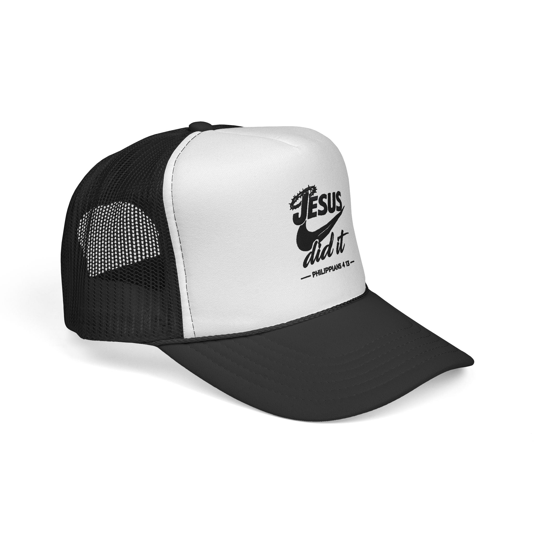 Jesus Did It Embroidered Trucker Cap — Christian Snapback Hat