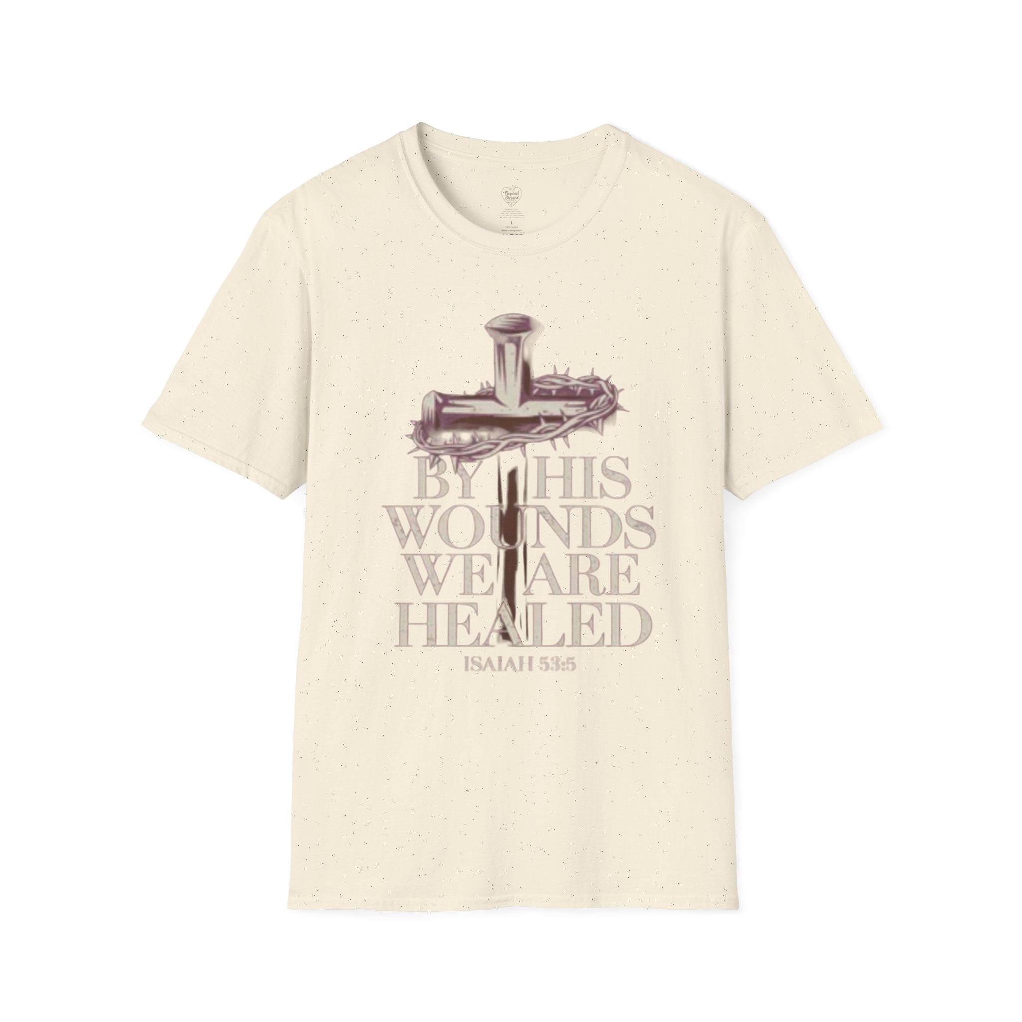 Isaiah 'By His Wounds We Are Healed' Cross T-Shirt Natural
