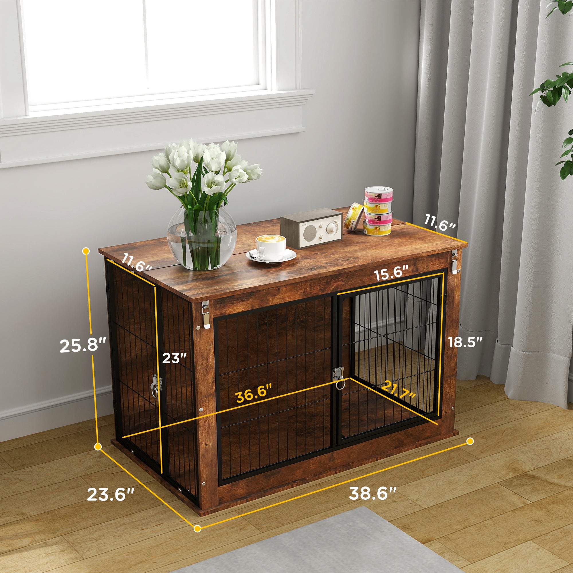 Rustic Brown Furniture Dog Crate - Purposeful Home Sanctuary | Beyond Blessed Rustic Brown